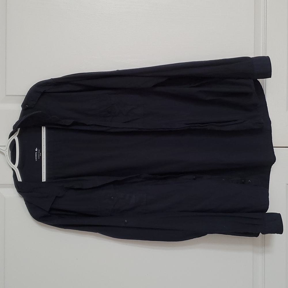 Lacoste 100% Cotton Navy Blue Button Up Men's Shirt